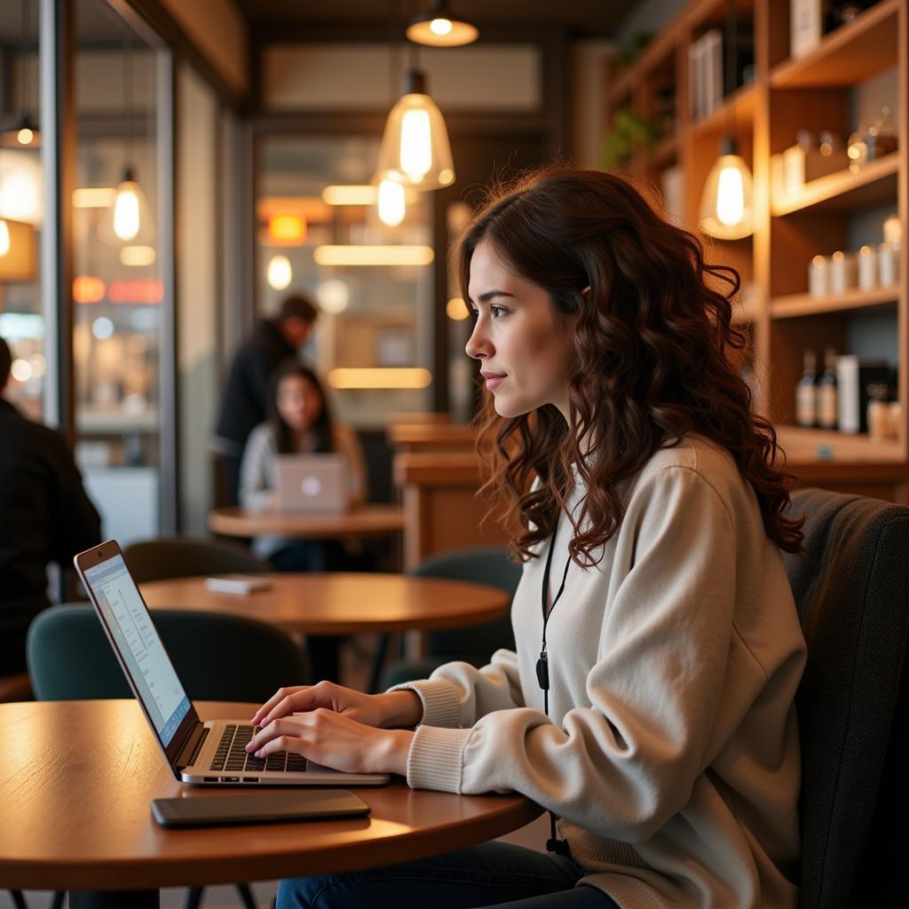 Student arbeitet an Laptop