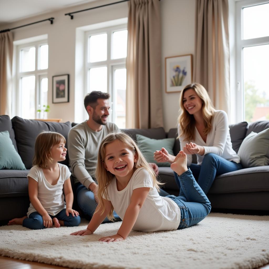 Glückliche Familie in ihrer neuen 6-Zimmer-Wohnung in Leverkusen