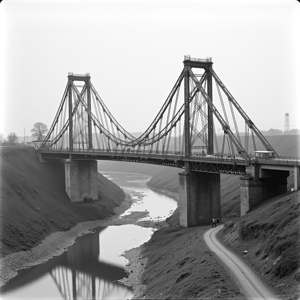 Historische Aufnahme der Baustelle der A1 Brücke Leverkusen