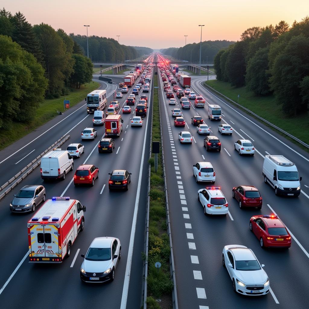 Rettungsgasse auf der A1 Leverkusener Brücke