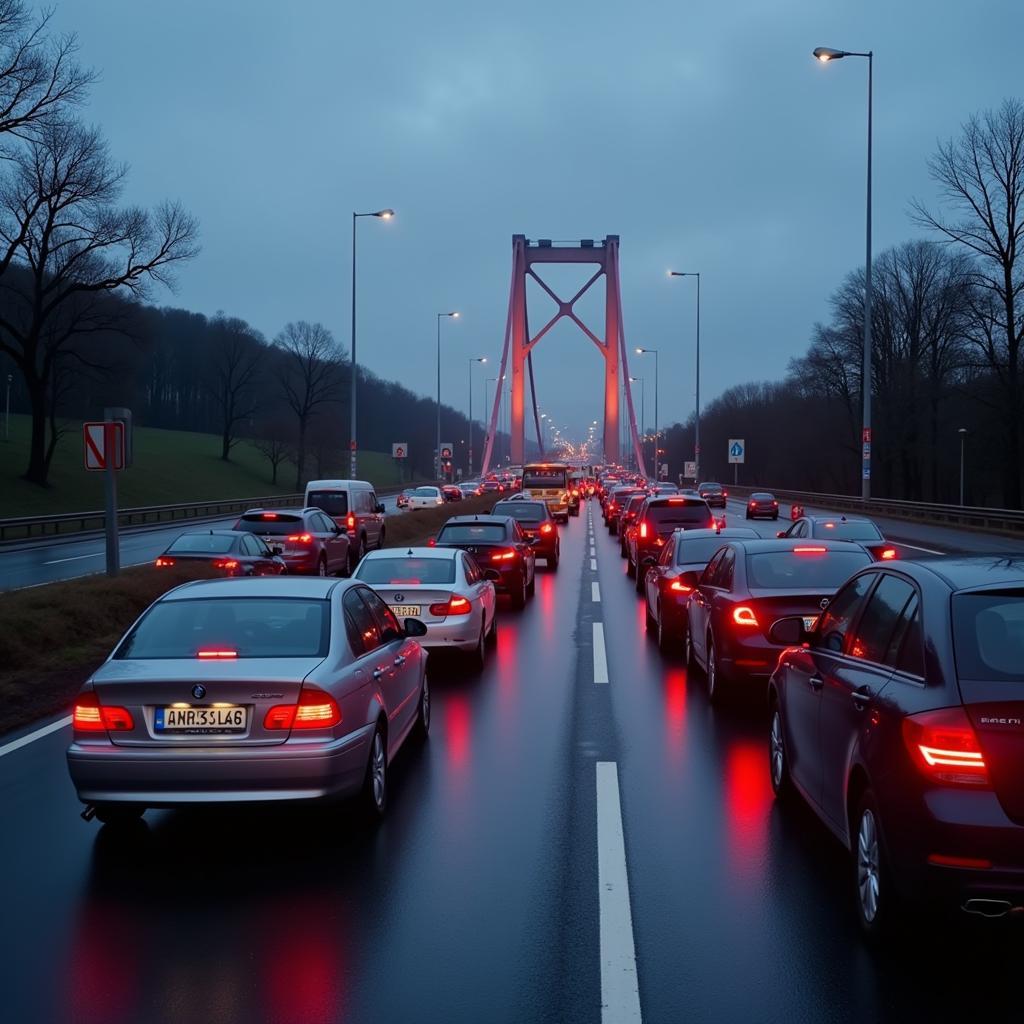 Stau auf der A1 Leverkusener Brücke