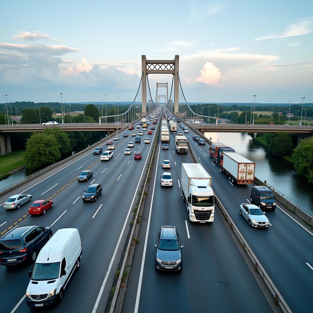 Verkehrsaufkommen auf der A1 Leverkusener Brücke