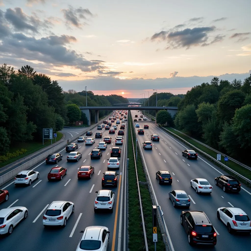 A1 Rheinbrücke Leverkusen Umleitung: Verkehrsstau auf der Autobahn.