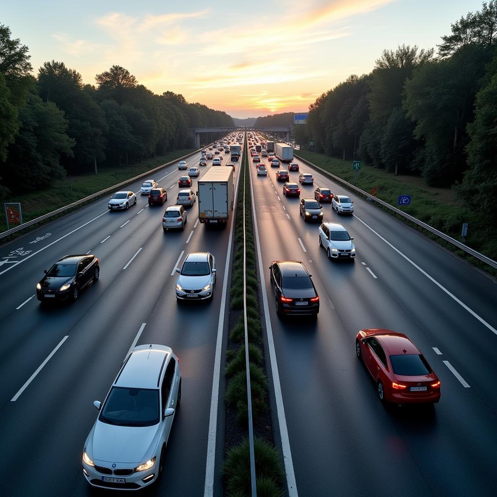 A3 Ausfahrt Leverkusen bei starkem Verkehr