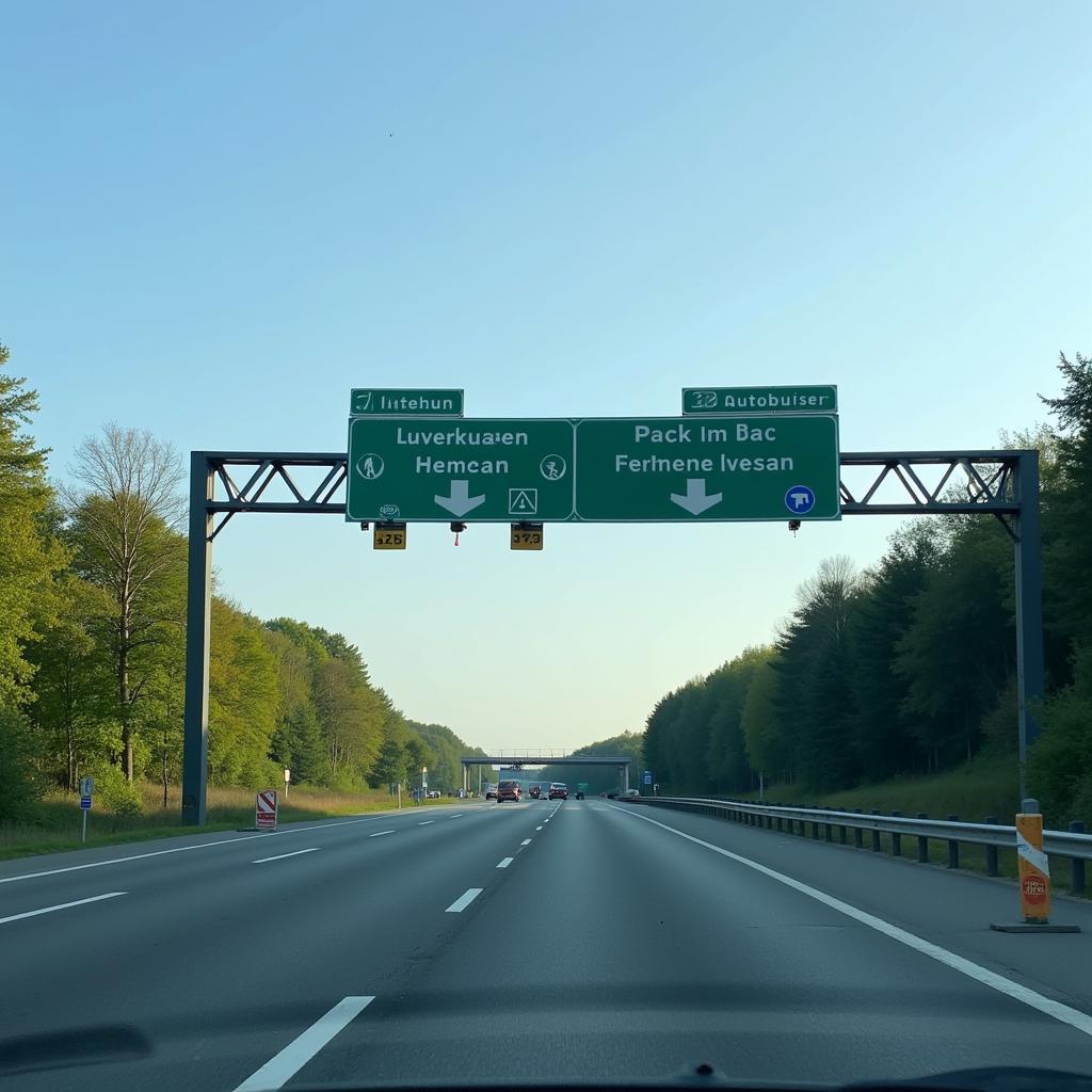 Ausfahrt Leverkusen auf der A3 Autobahn