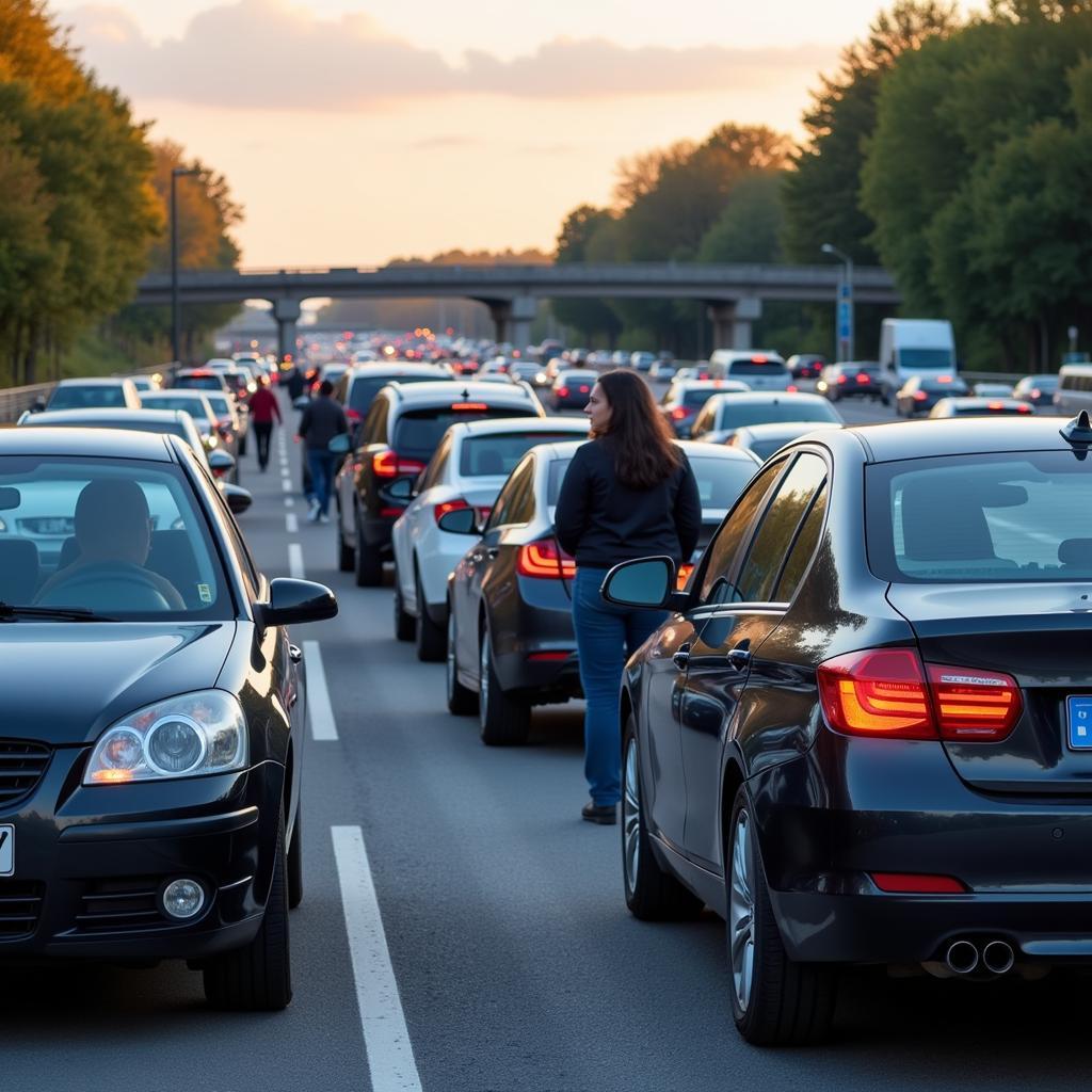 Stau auf der A3 Leverkusen