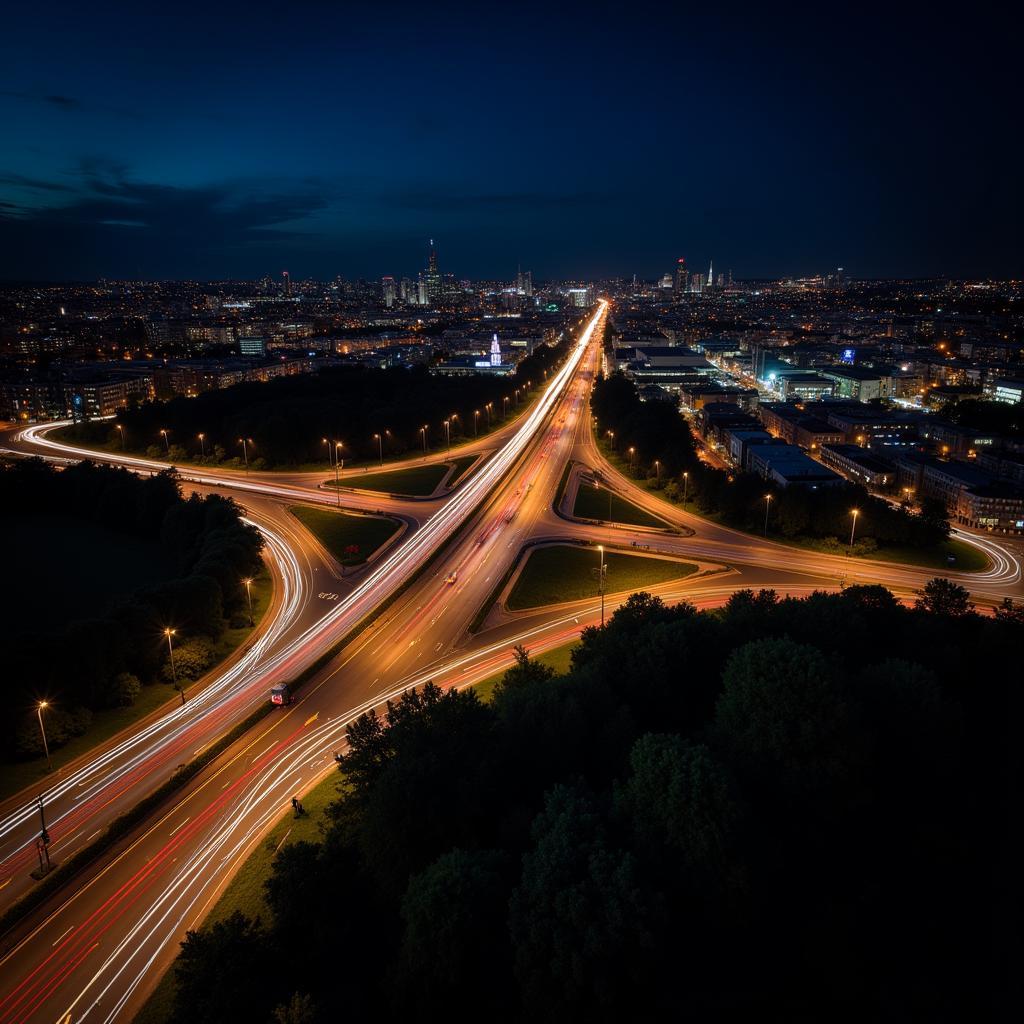 A59 Kreuz Leverkusen bei Nacht