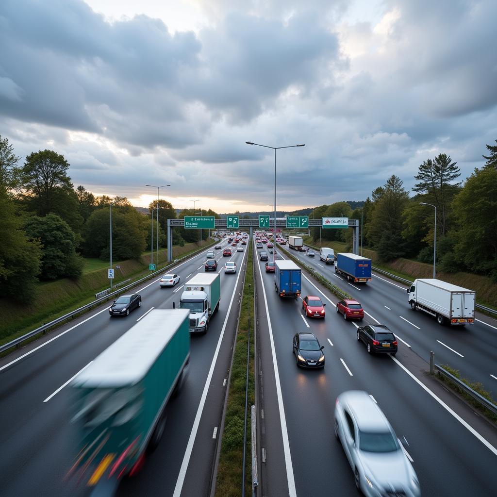 Verkehr auf dem A59 Kreuz Leverkusen