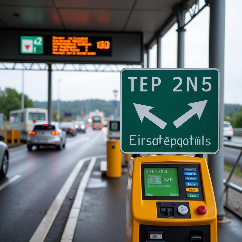 Mautstation auf der A59 Leverkusen Brücke