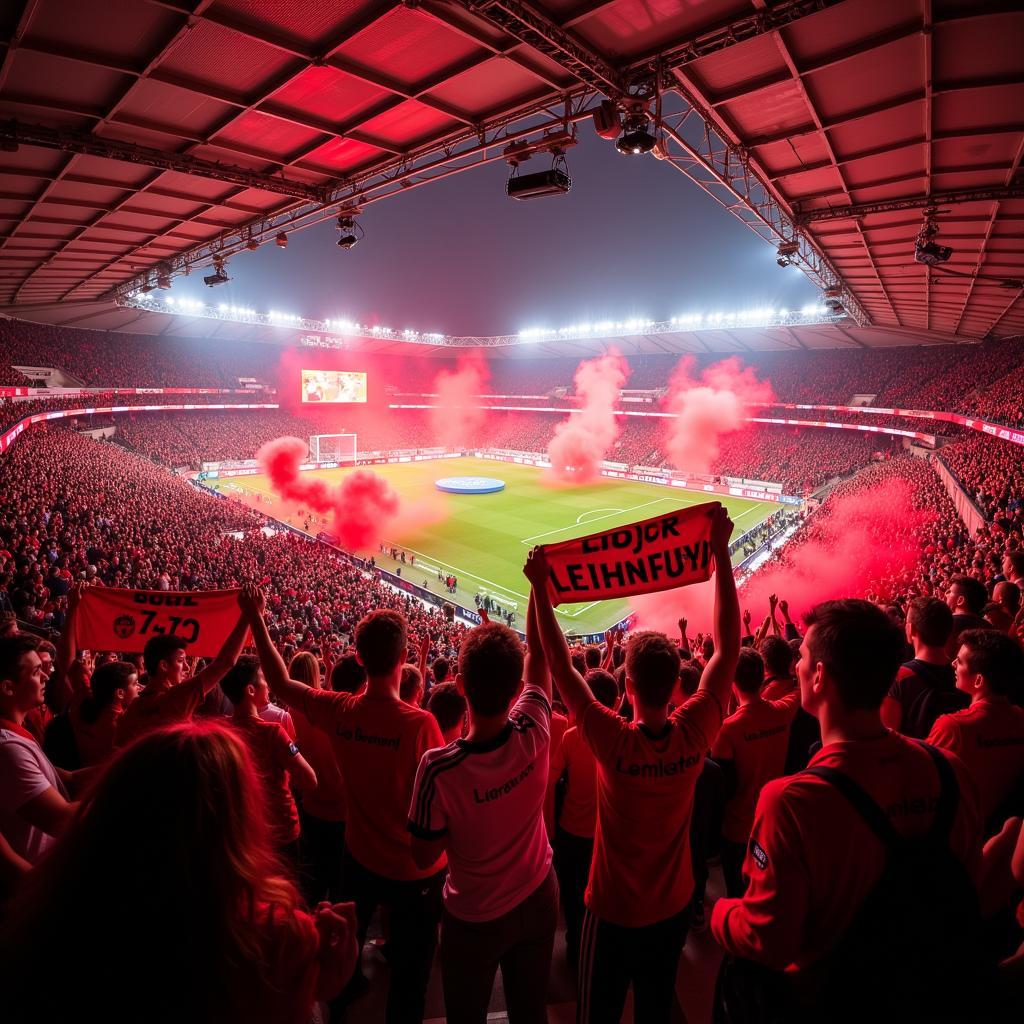 Fans von Bayer Leverkusen im Stadion