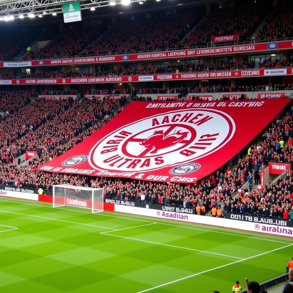 Aachen Leverkusen Ultras Banner im Stadion