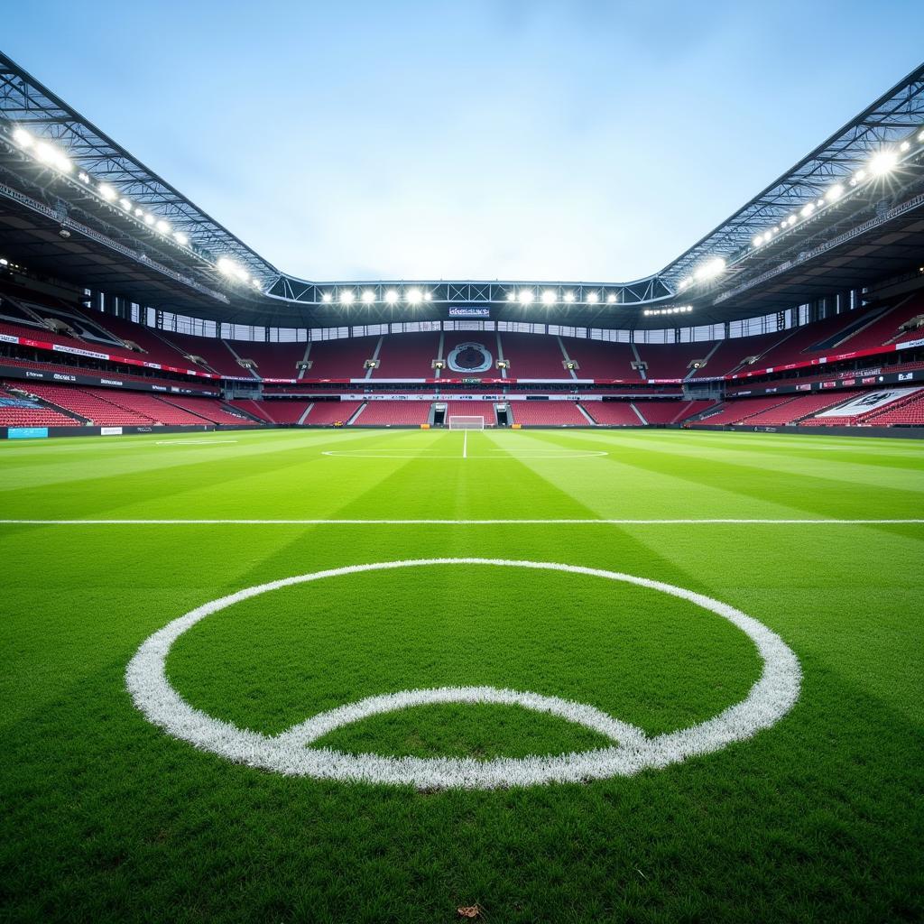 Abschlag Fahrzeugmitte auf einem Fußballplatz in Leverkusen