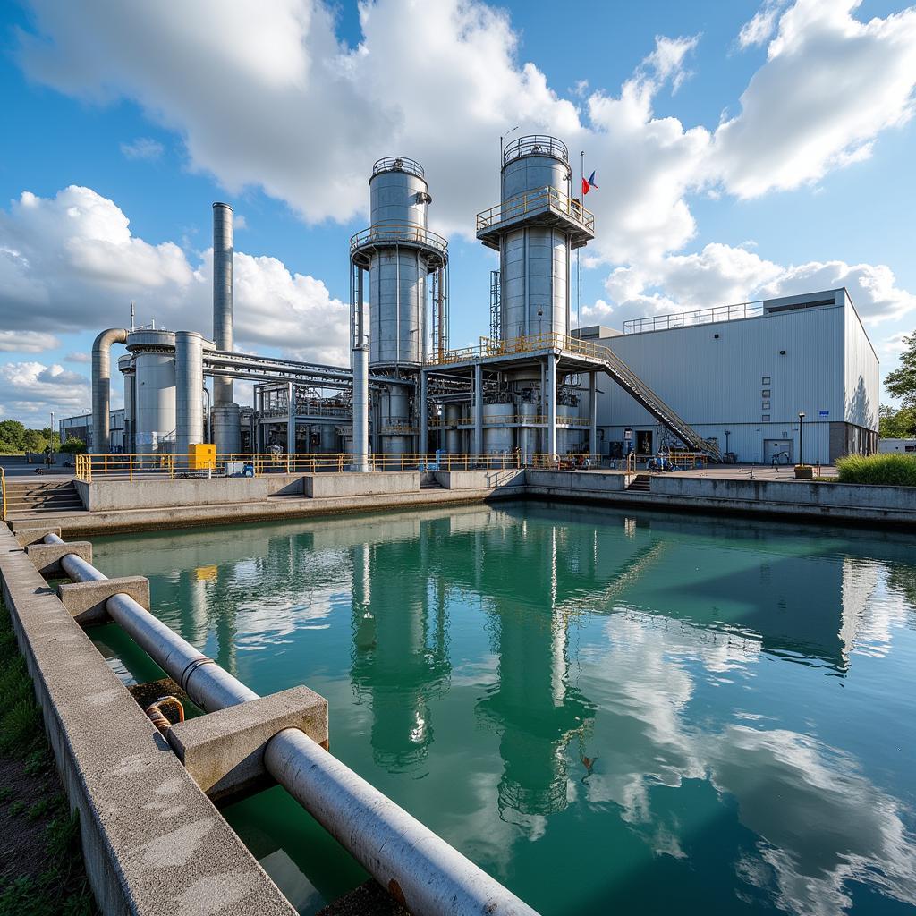 Moderne Abwasserbehandlungsanlage in der chemischen Industrie in Leverkusen