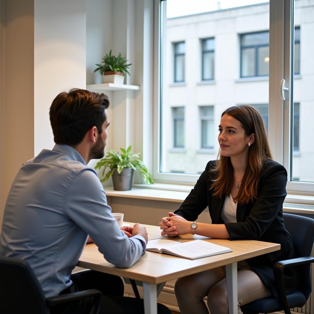 Beratungsgespräch in der Agentur für Arbeit Leverkusen