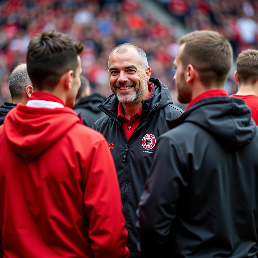 Bayer 04 Leverkusen Fanbeauftragter im Gespräch mit Fans