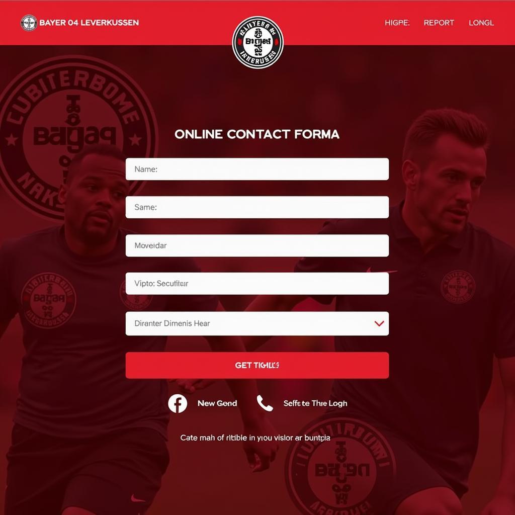 Online Kontaktformular auf der Website von Bayer 04 Leverkusen