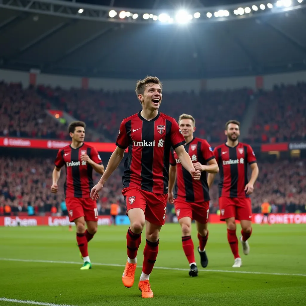 Akonis Torjubel in der BayArena