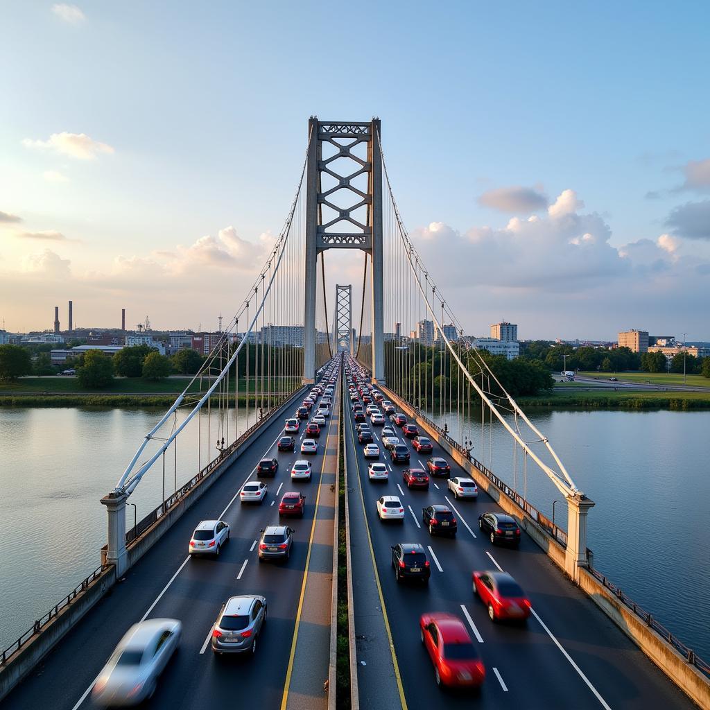 Aktueller Stau auf der Leverkusener Brücke