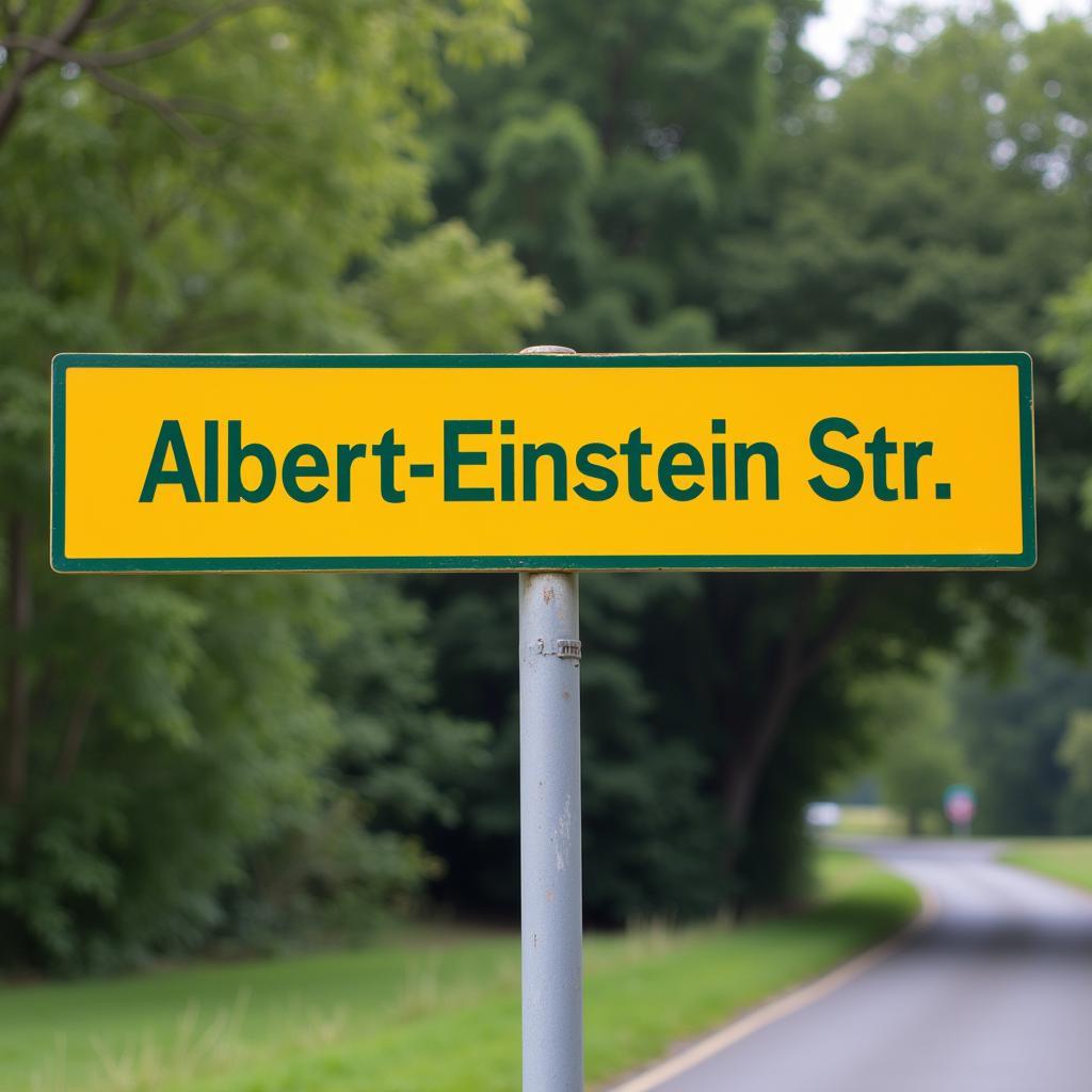 Straßenschild der Albert-Einstein-Str. in Leverkusen