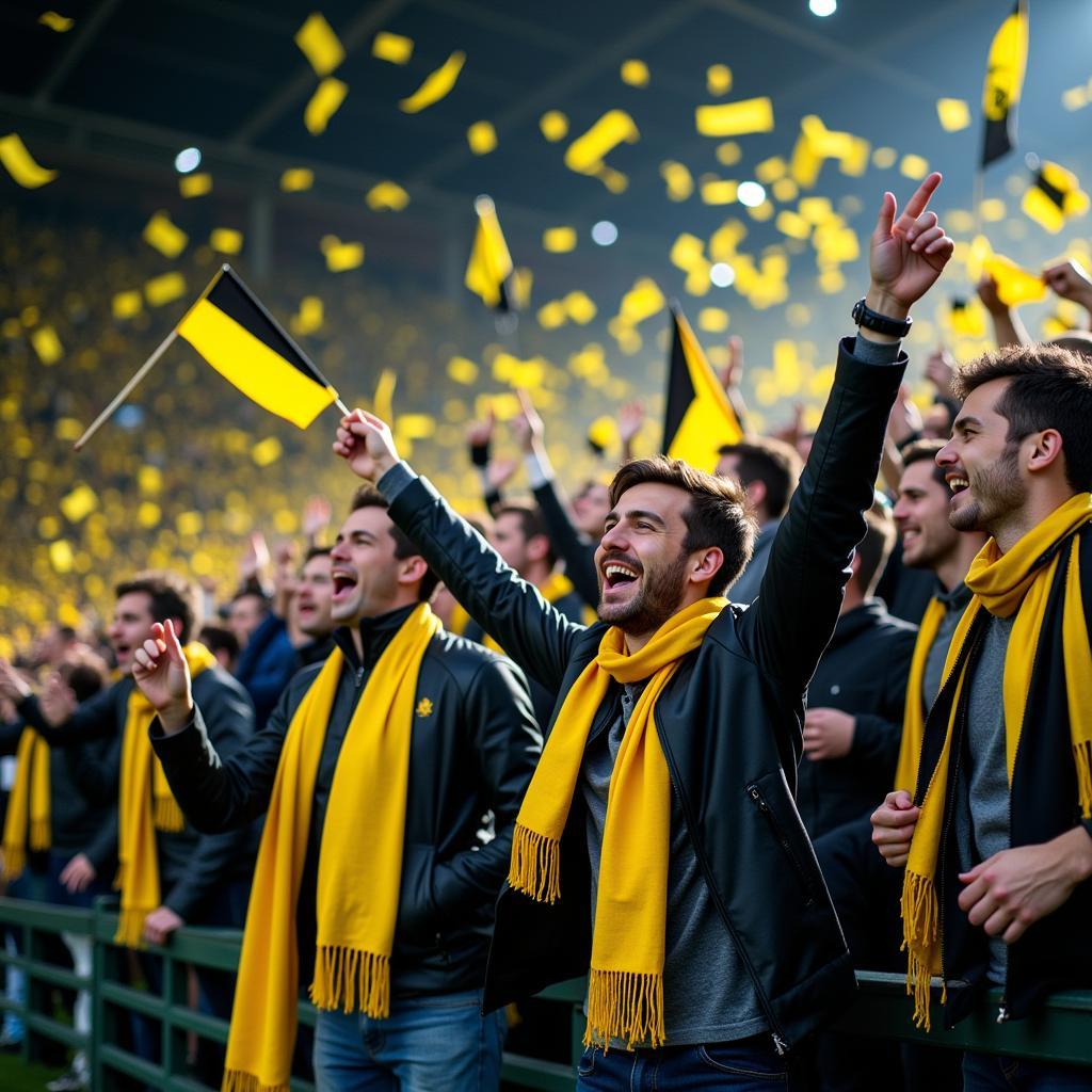 Alemannia Aachen Fans feiern einen Sieg im Stadion