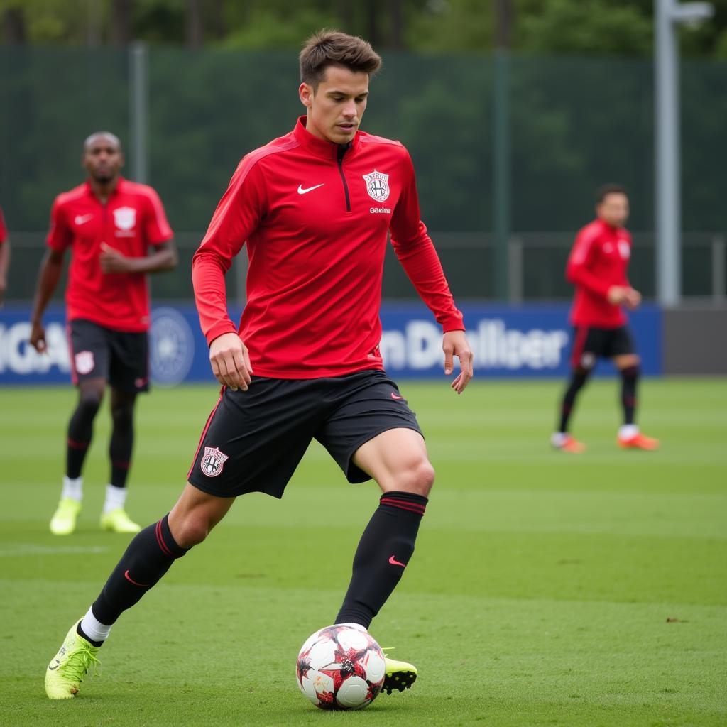 Alex Schmitz im Training mit Bayer Leverkusen