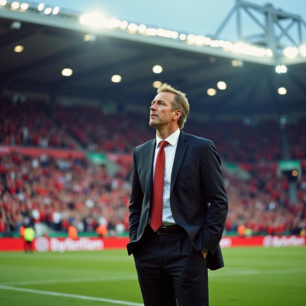 Alexander Bach im Stadion von Bayer Leverkusen