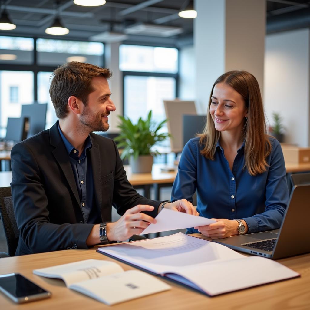 Kundengespräch bei der Alprinta GmbH Leverkusen