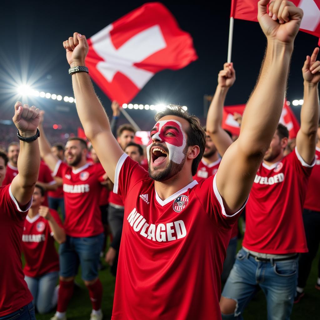 Fans feiern einen Sieg im alten Ruhlach Stadion