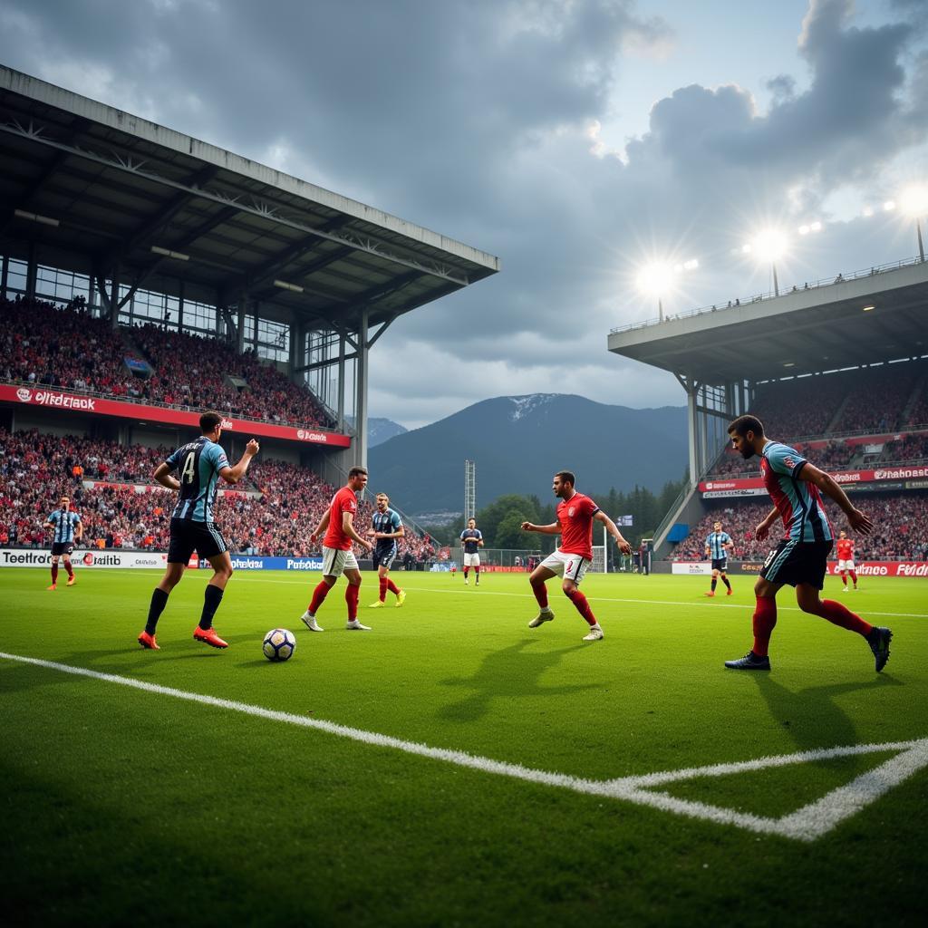 Ein packendes Fußballspiel im alten Ruhlach Stadion