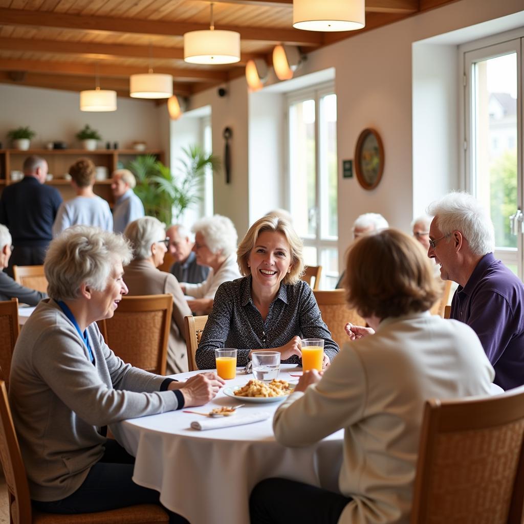  Bewohner im Gemeinschaftsraum eines Altenwohnheims in Leverkusen