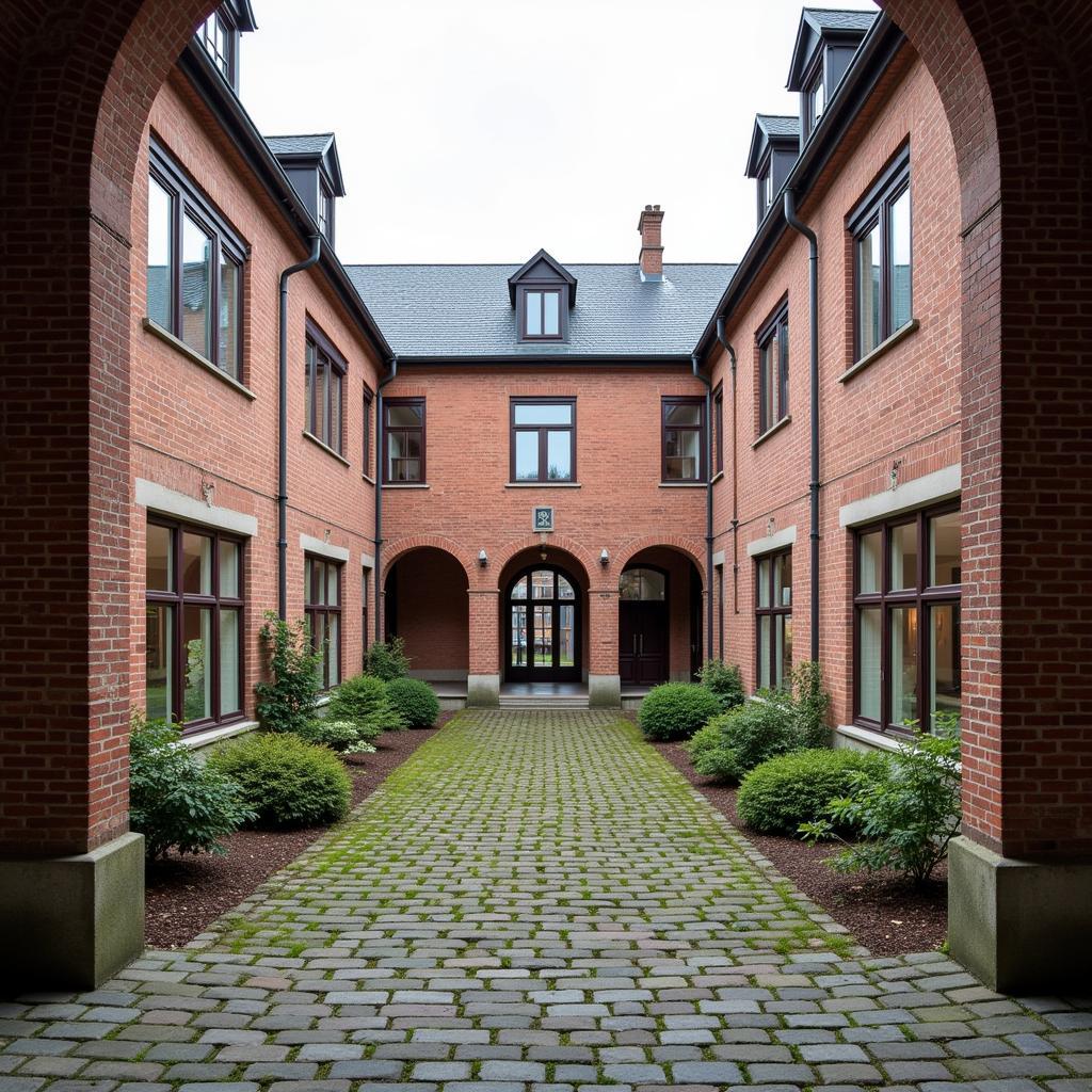 Innenhof des alten Bürgermeisteramts Leverkusen Schlebusch mit Blick auf den Veranstaltungssaal