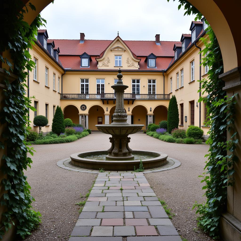 Innenhof des Alten Rathauses mit Brunnen