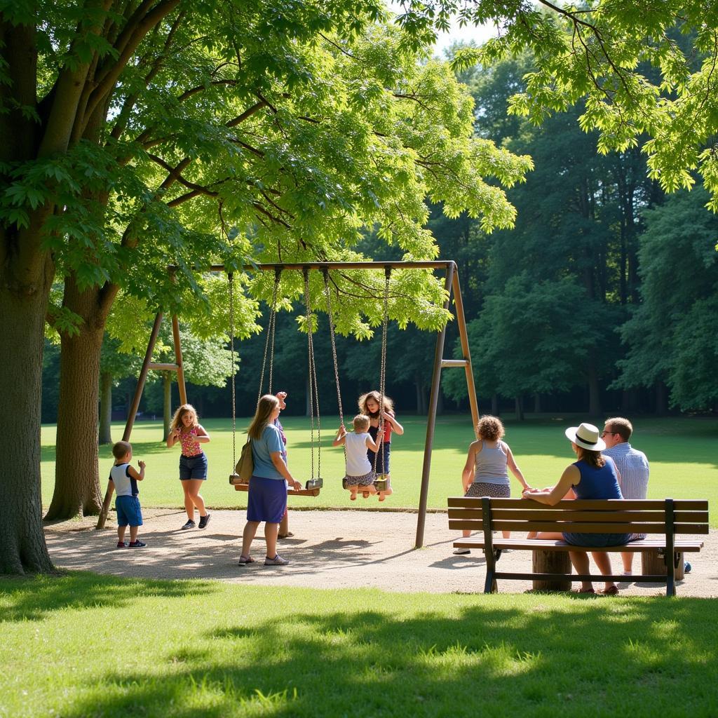 Familien genießen ihre Freizeit im Park in der Nähe von An der Steinrütsch, Leverkusen