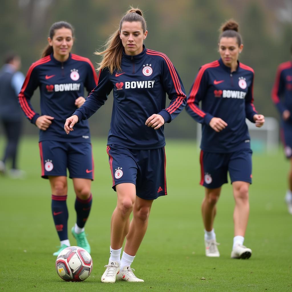 Ana Michaelis trainiert mit ihren Teamkolleginnen bei Bayer 04 Leverkusen