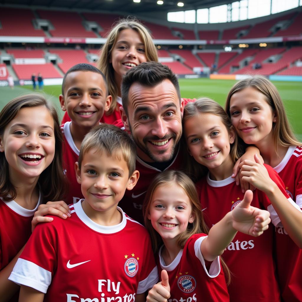 Analmaus mit jungen Fans in der BayArena