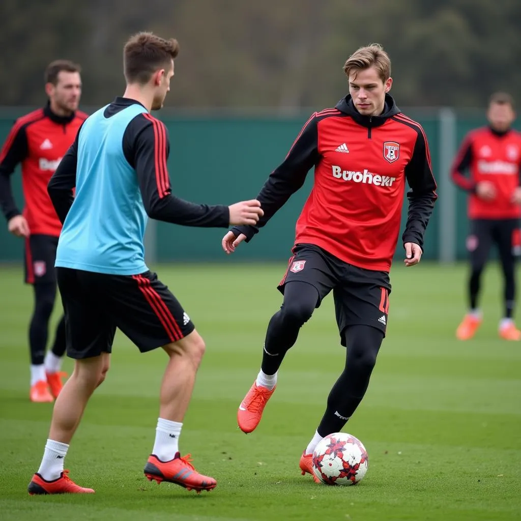 Andreas Mandt beim Training mit Bayer Leverkusen.