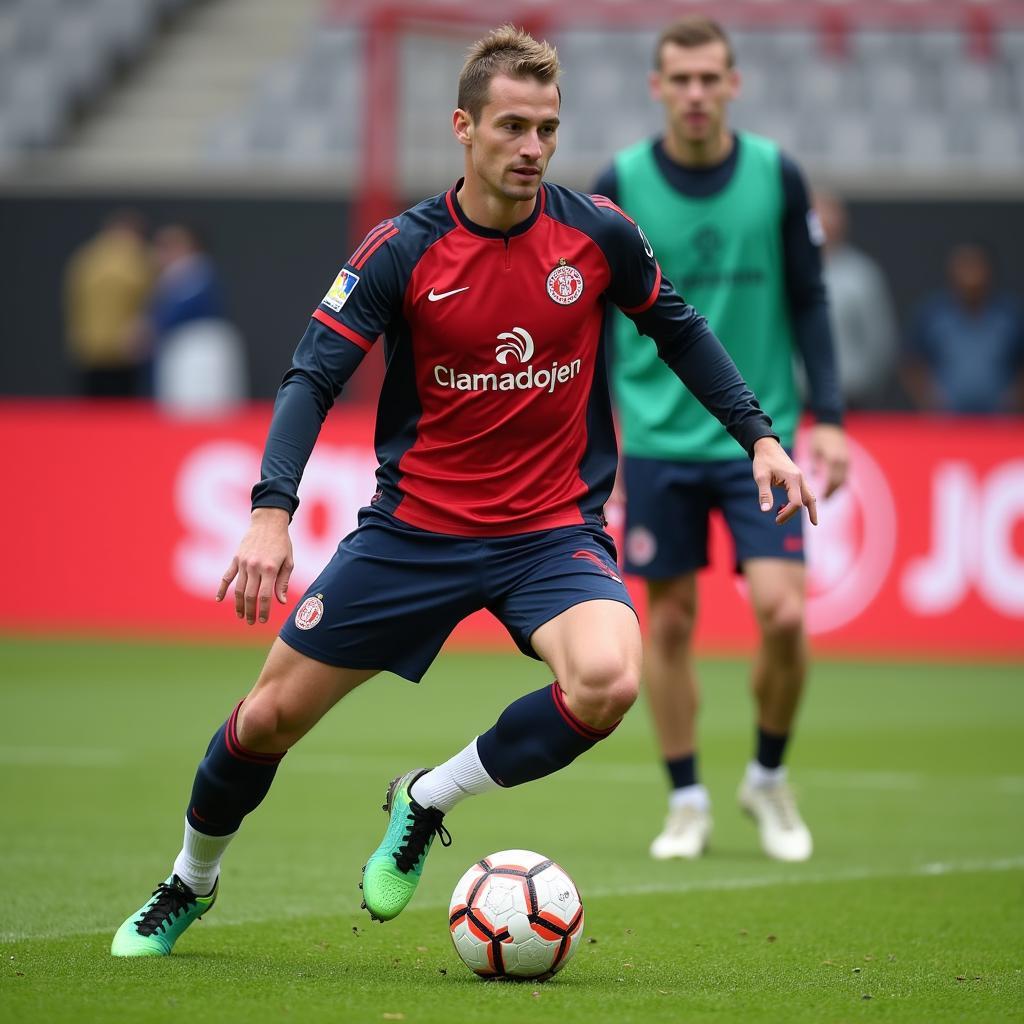 Andreas Tressin im Training mit Bayer Leverkusen