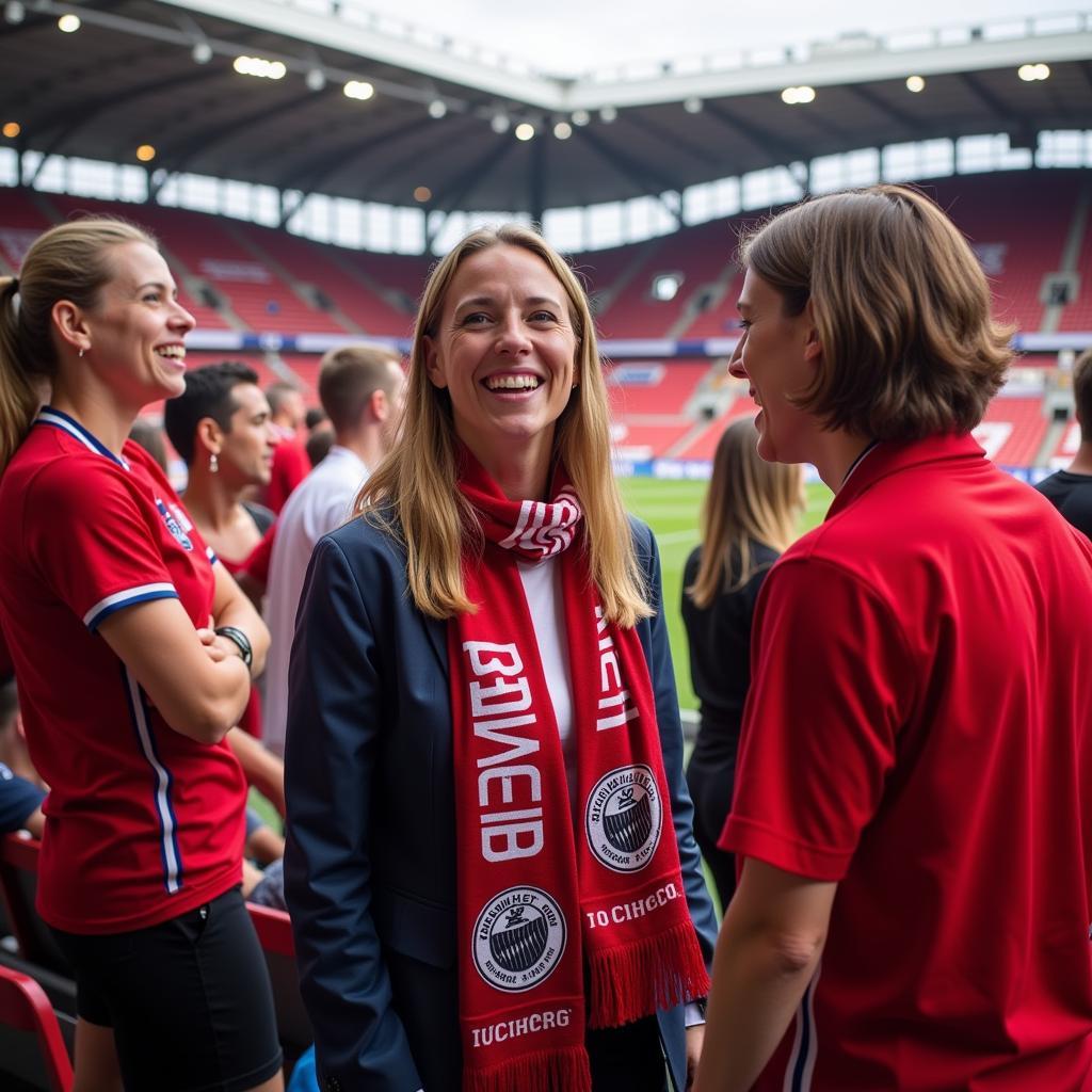 Angela Horst im Gespräch mit Fans im Stadion