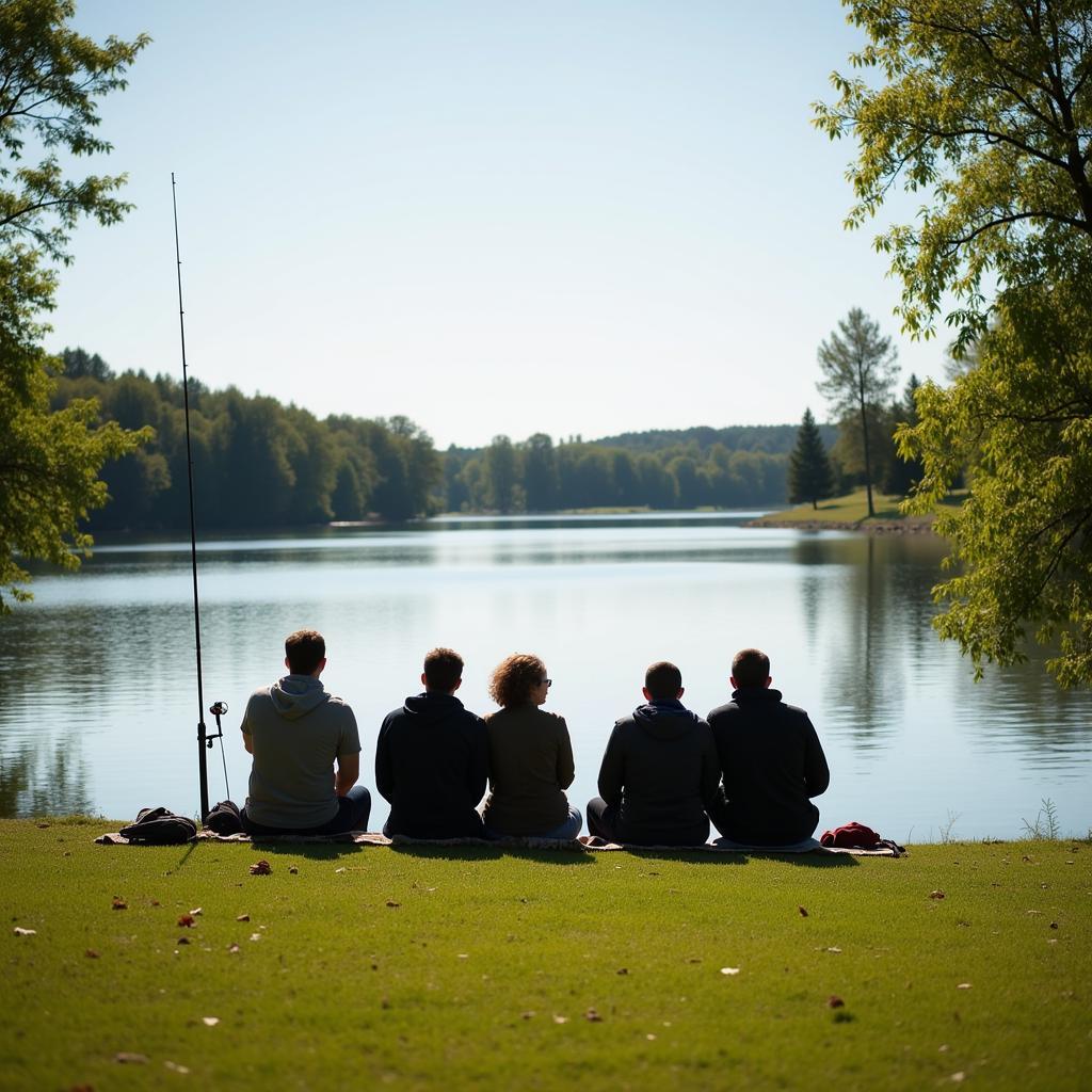 Angeln mit Freunden am See in Leverkusen