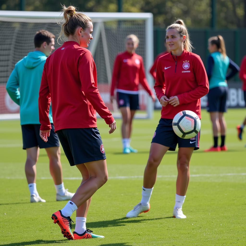 Anja Kranz beim Training mit Bayer Leverkusen