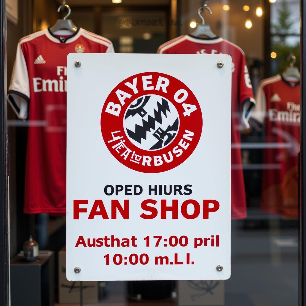 Öffnungszeiten des Bayer 04 Fanshops in der Lindenallee 8