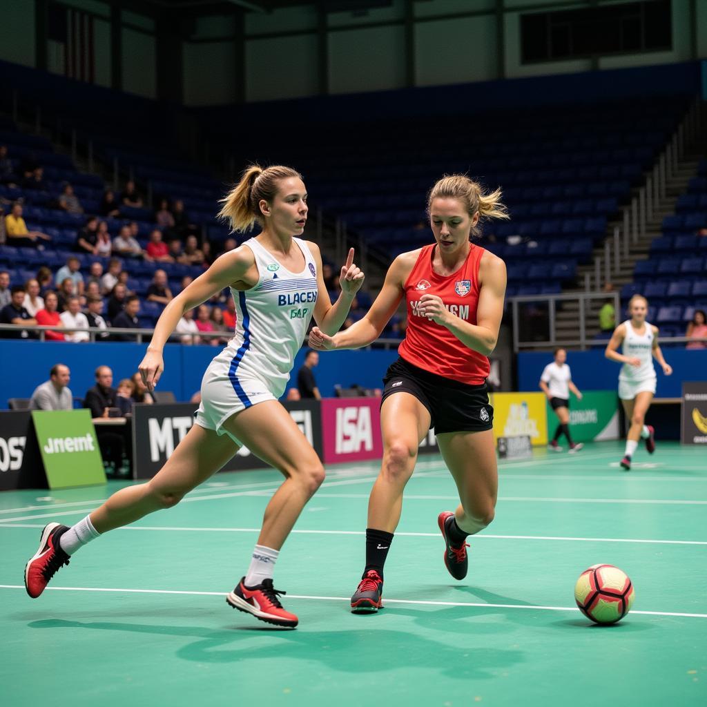 Anja Tegler im Spiel in der BayArena