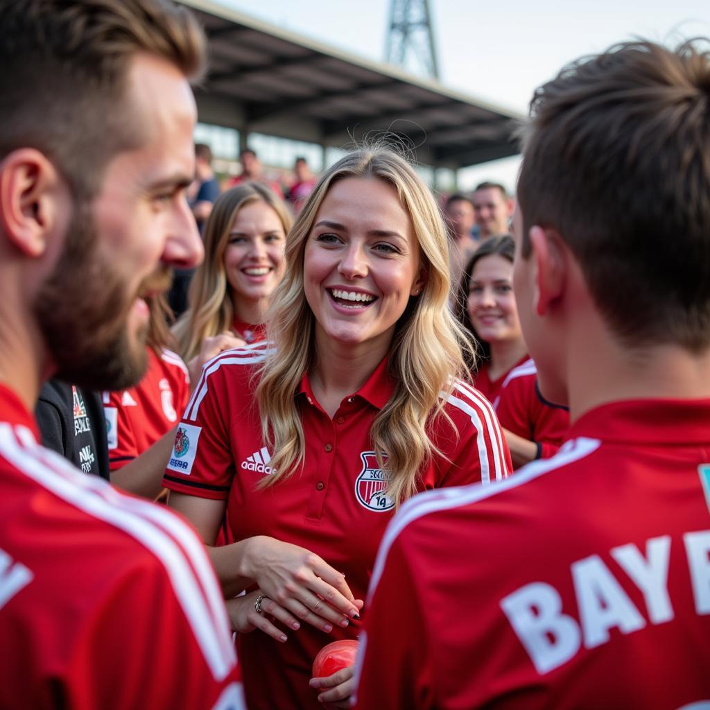 Anna Depenbusch im Gespräch mit Bayer 04 Leverkusen Fans