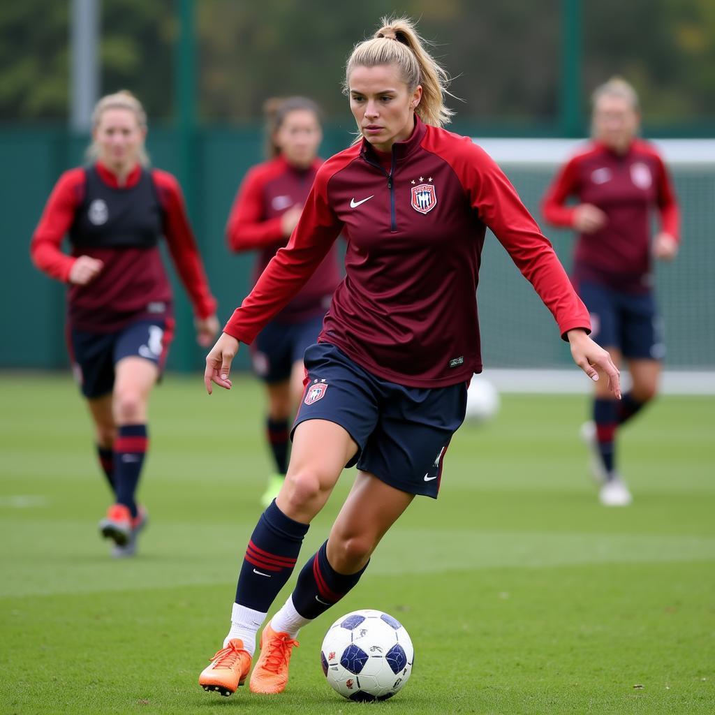 Anna Moor beim Training mit Bayer Leverkusen