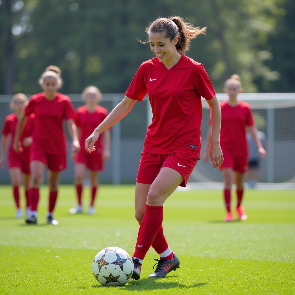 Anne Moll beim Training mit Bayer Leverkusen