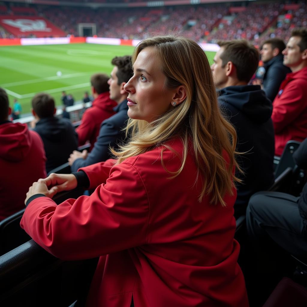 Annegret Wandelt bei einem Bayer 04 Leverkusen Spiel