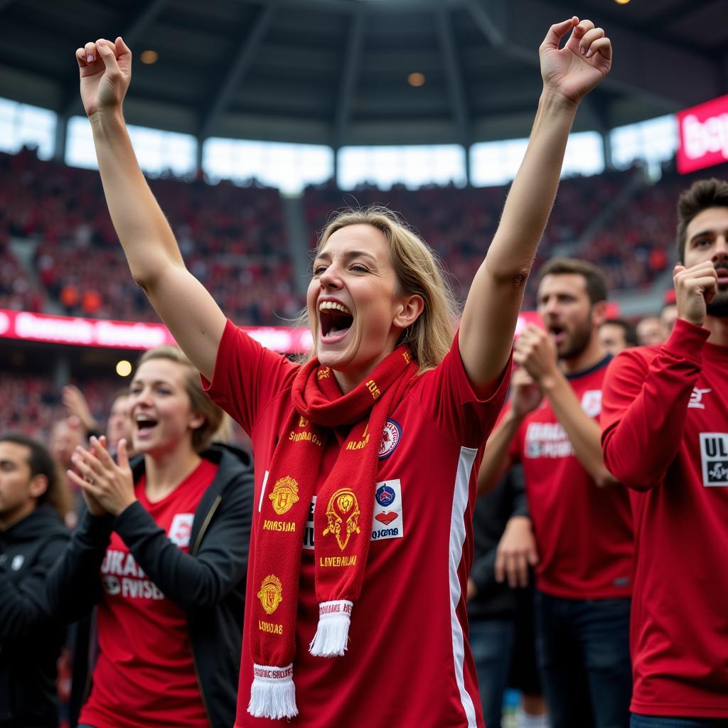 Annette Becker bei einem Bayer 04 Leverkusen Spiel