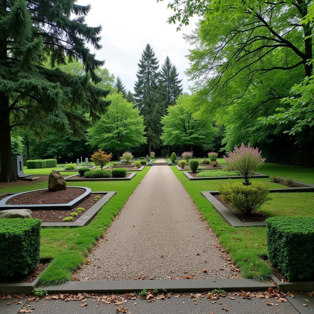 Anonymes Grabfeld auf einem Friedhof in Leverkusen