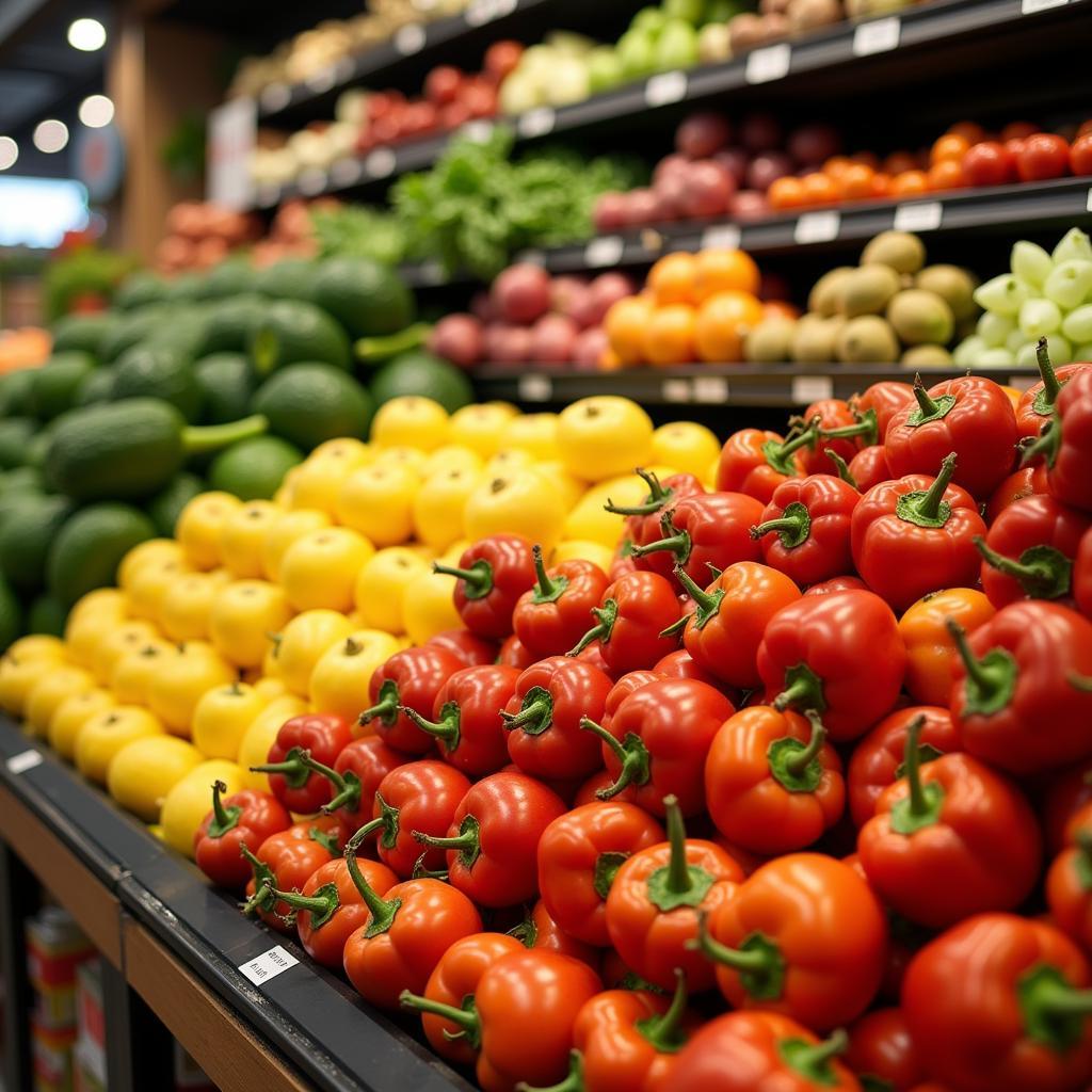 Frischetheke in der Antalya-Mark Leverkusen mit Obst und Gemüse