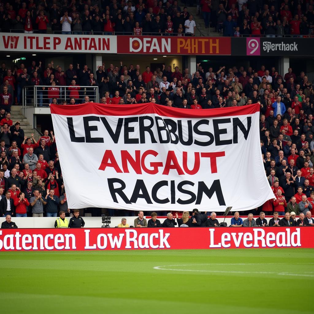 Antifa Leverkusen: Fans zeigen Flagge gegen Rassismus